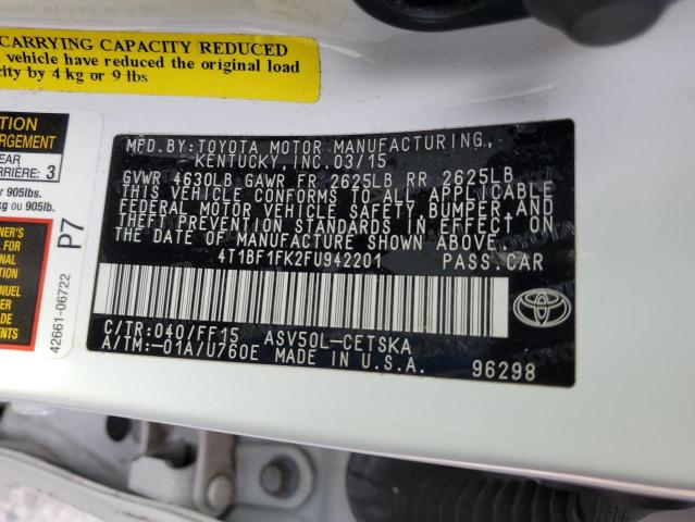 VIN JTDBCMFE1P3022981 2015 TOYOTA CAMRY no.12