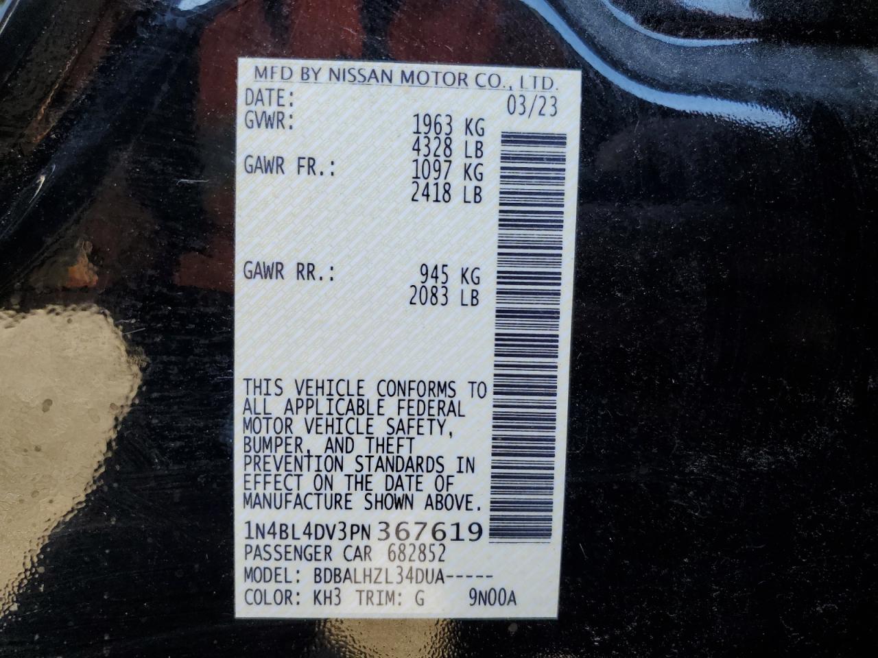 1N4BL4DV3PN367619 NISSAN ALTIMA 2023