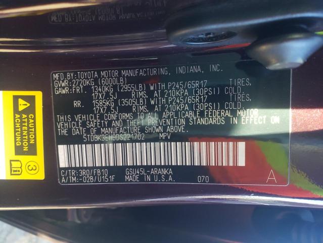 VIN 5TDBK3EH9DS221702 2013 Toyota Highlander, Base no.13