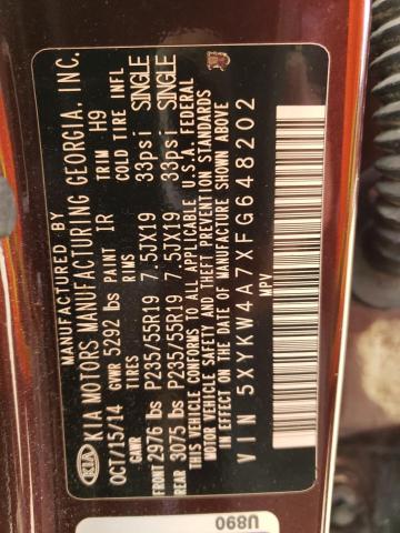 2015 KIA SORENTO SX 5XYKW4A7XFG648202