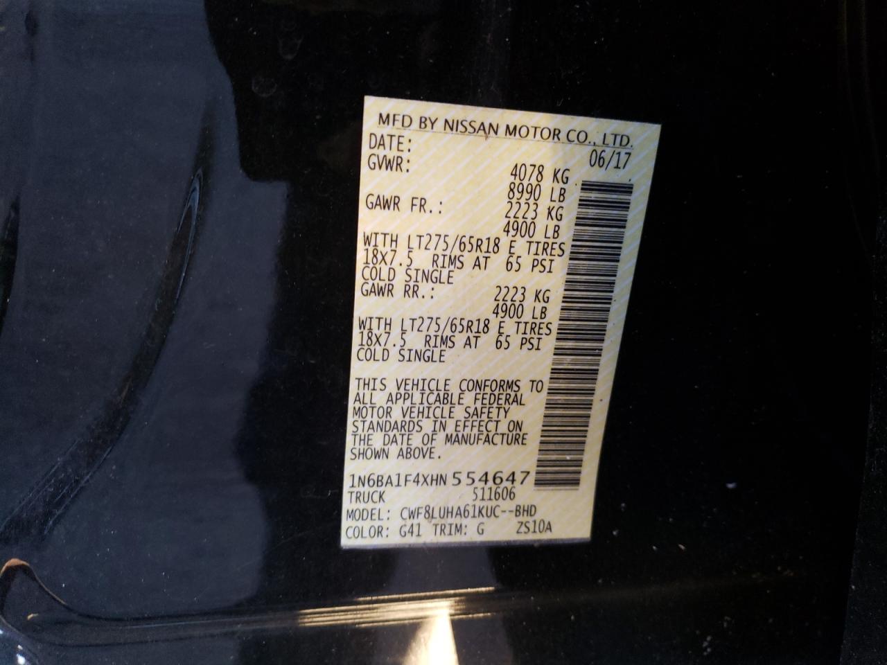 1N6BA1F4XHN554647 NISSAN TITAN 2017