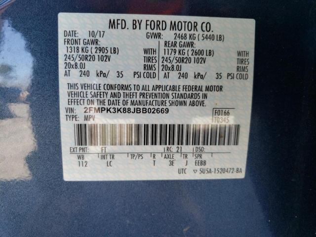 2FMPK3K88JBB02669 2018 FORD EDGE, photo no. 14