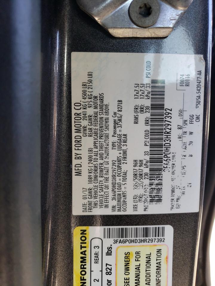 3FA6P0HD3HR297392 FORD FUSION 2017
