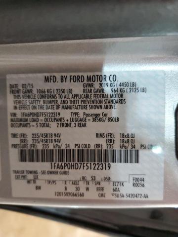 2015 FORD FUSION SE 1FA6P0HD7F5122319