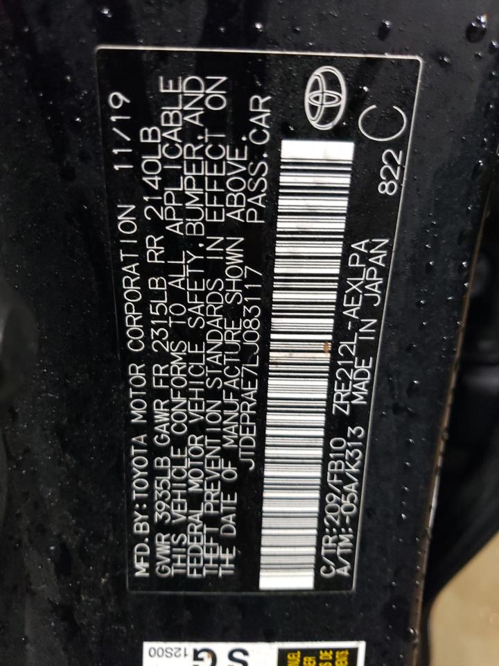 JTDEPRAE7LJ083117 TOYOTA COROLLA 2020