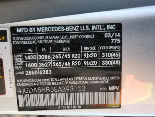 2014 MERCEDES-BENZ ML 350 4MA 4JGDA5HB5EA393153  41556194