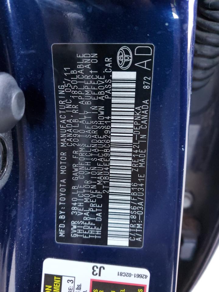 2T1BU4EE9BC629614 2011 Toyota Corolla Base