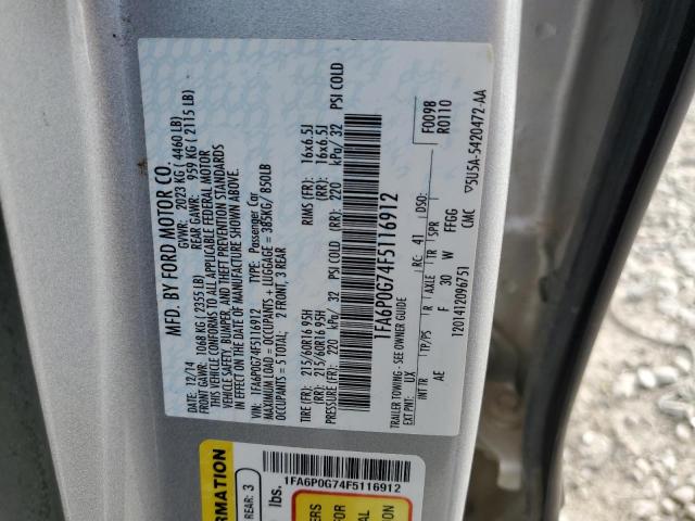 2015 FORD FUSION S - 1FA6P0G74F5116912