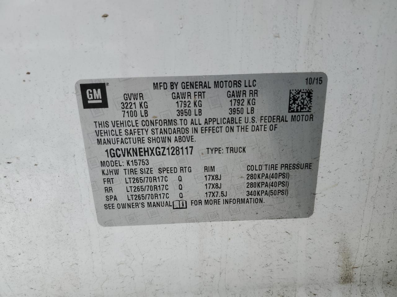 1GCVKNEHXGZ128117 CHEVROLET ALL Models 2016