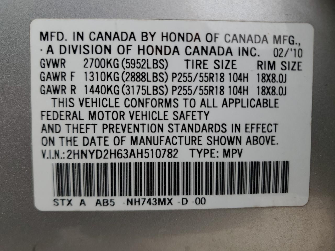 2HNYD2H63AH510782 2010 Acura Mdx Technology