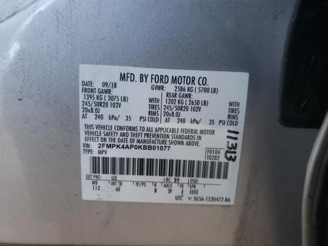 2FMPK4AP0KBB01077 2019 FORD EDGE, photo no. 14