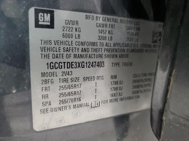 2016 CHEVROLET COLORADO Z 1GCGTDE3XG1247403
