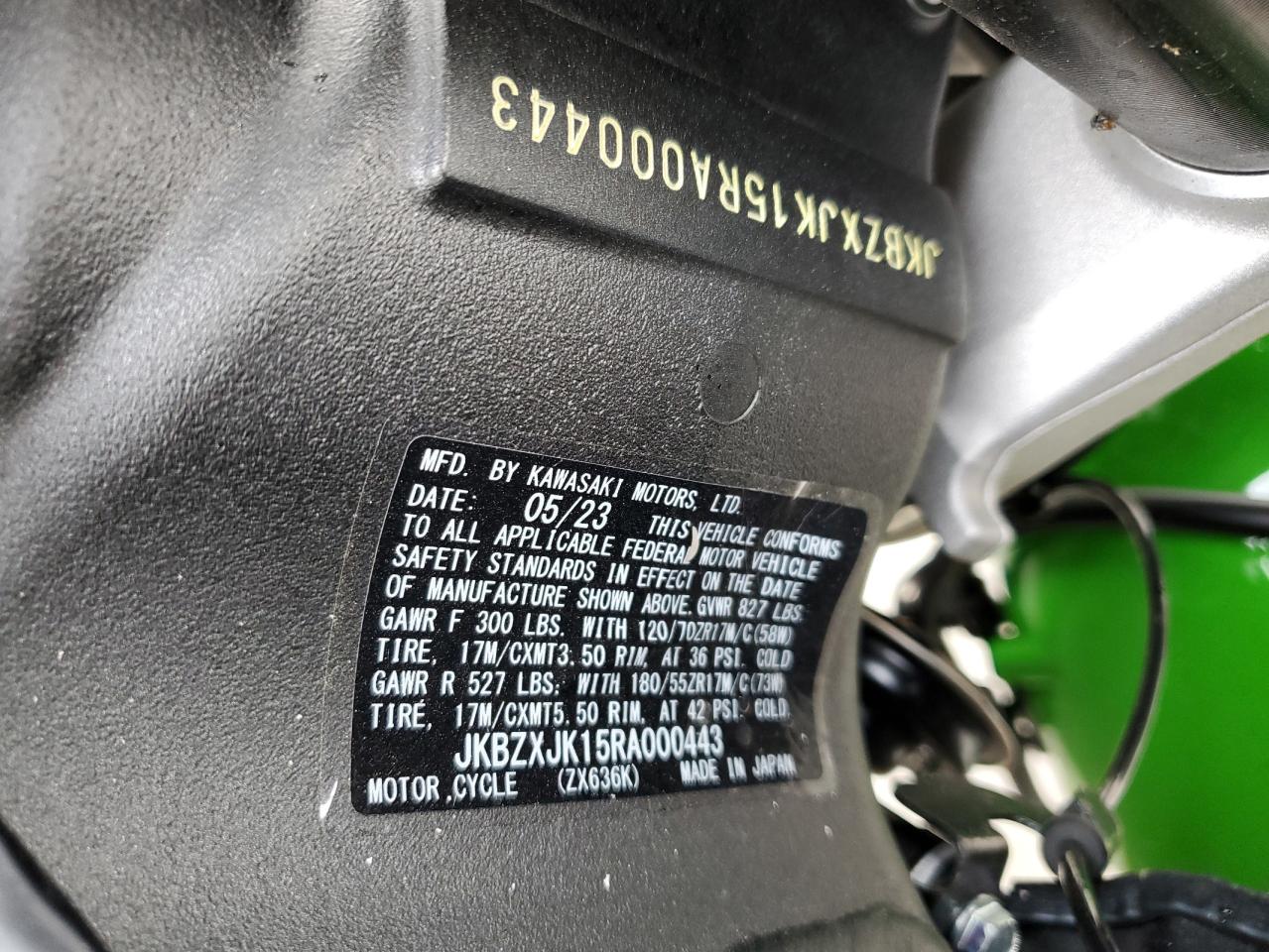 Kawasaki Zx636 k JKBZXJK15RA000443 с аукциона США | Day Drive