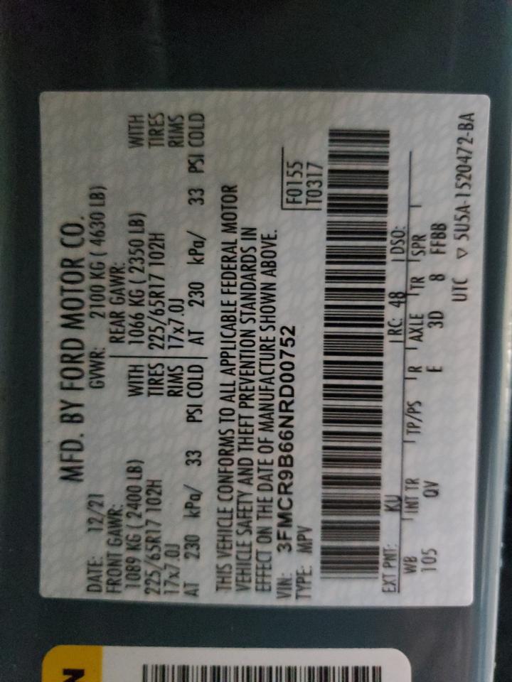 3FMCR9B66NRD00752 FORD BRONCO 2022