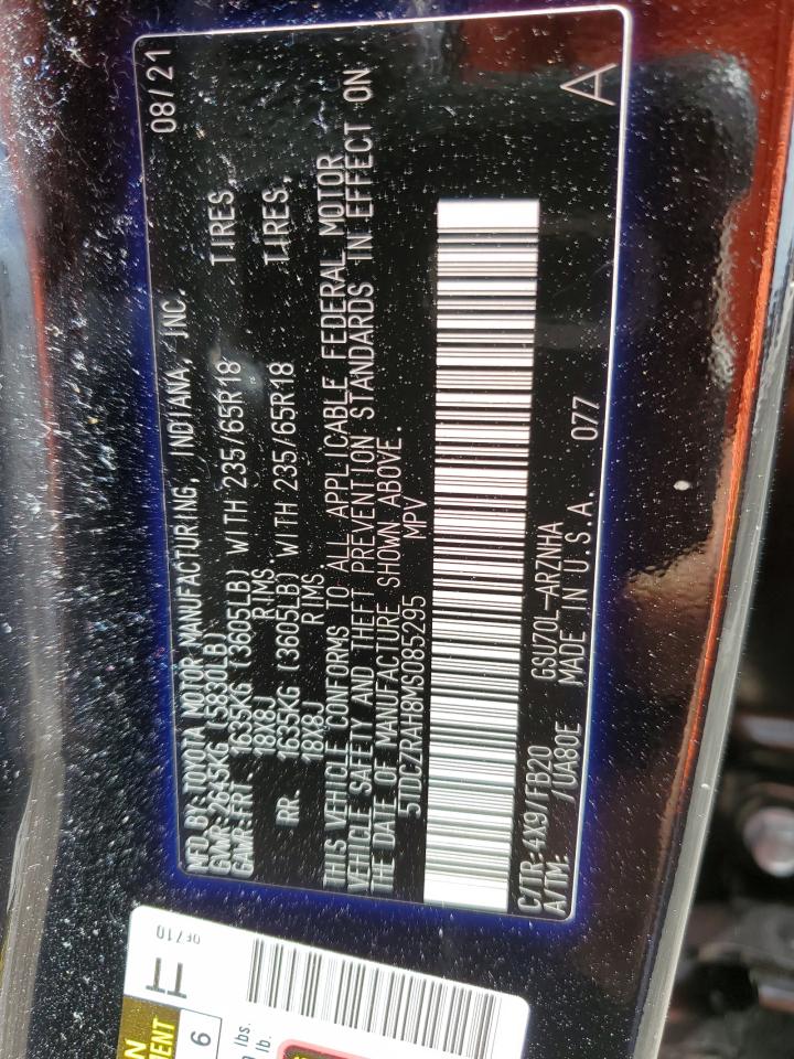 5TDCZRAH8MS085295 2021 Toyota Highlander L