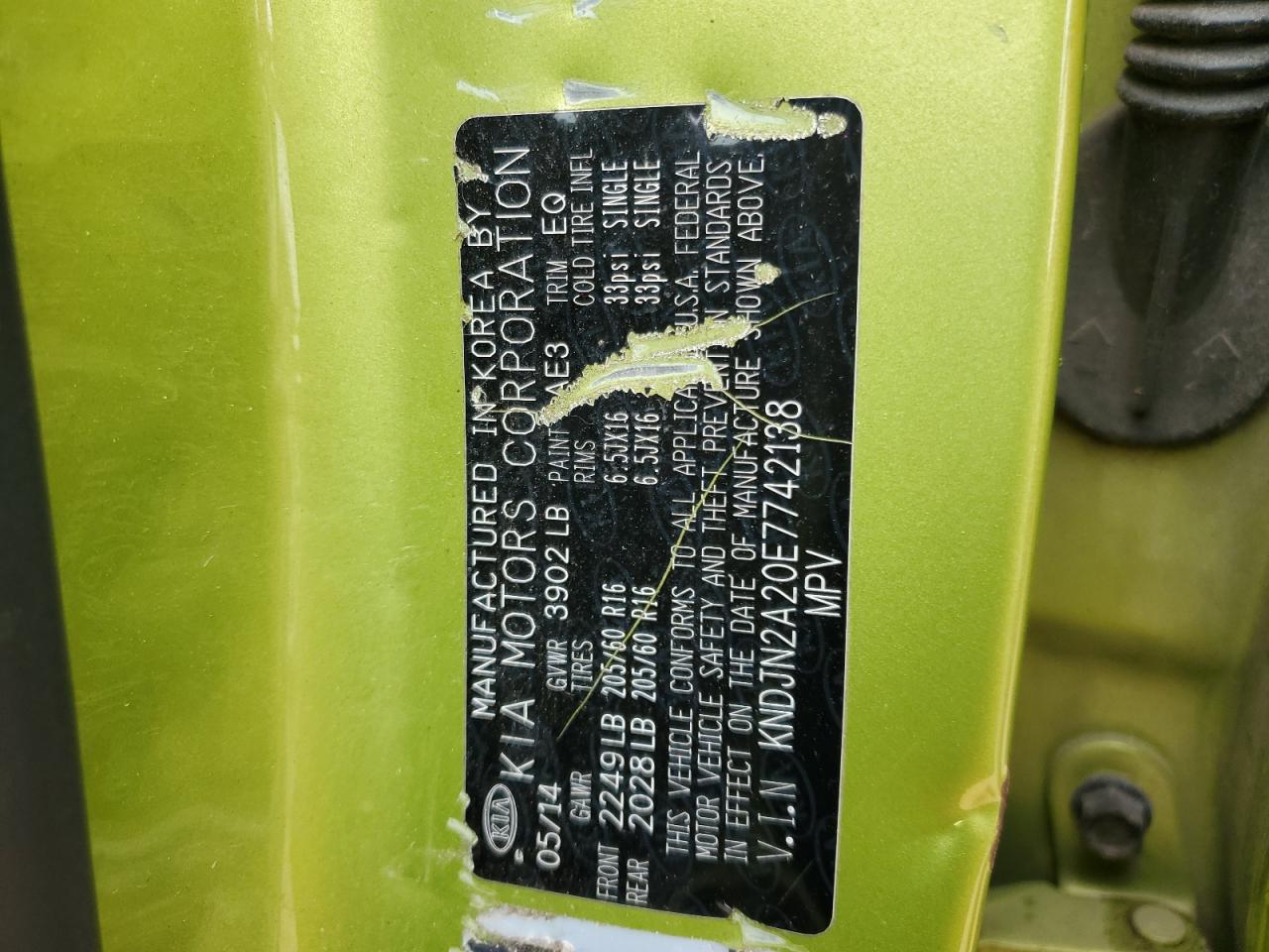 KNDJN2A20E7742138 2014 Kia Soul