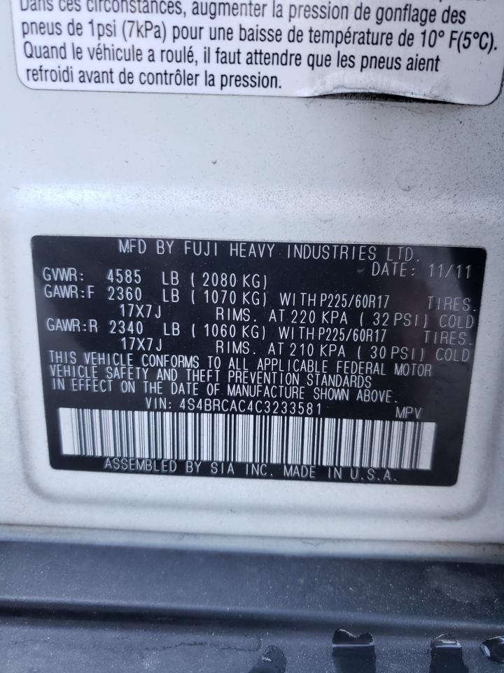 4S4BRCAC4C3233581 2012 Subaru Outback 2.5I