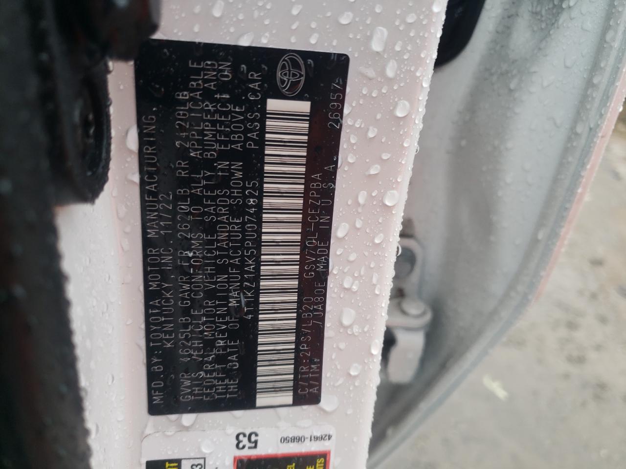 4T1KZ1AK5PU074825 TOYOTA CAMRY 2023