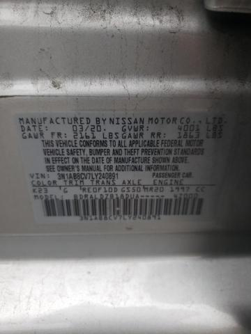 2020 NISSAN SENTRA SV 3N1AB8CV7LY240891