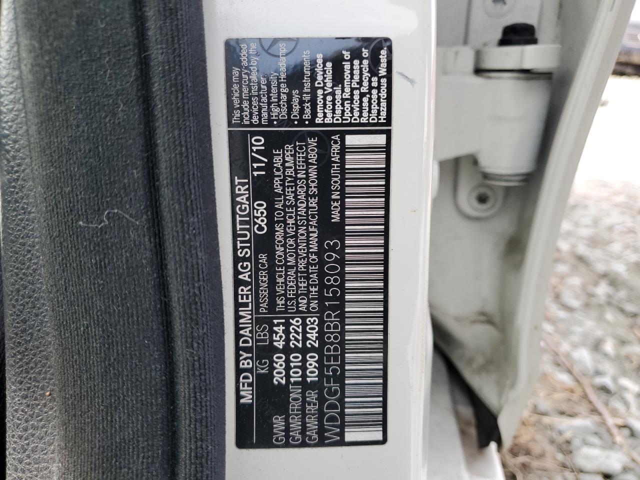 WDDGF5EB8BR158093 2011 Mercedes-Benz C 300