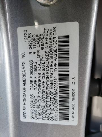 19UUB6F53MA006510 | 2021 Acura tlx tech a