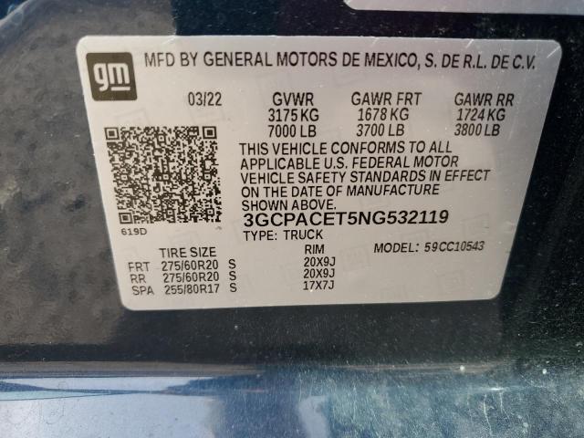 3GCPACET5NG532119 2022 Chevrolet Silverado C1500 Lt