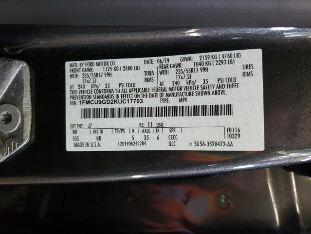 1FMCU9GD2KUC17703 2019 FORD ESCAPE - Image 12