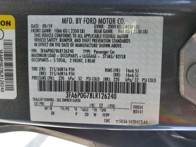 VIN 3FA6P0G78LR126240 2020 Ford Fusion, S no.12