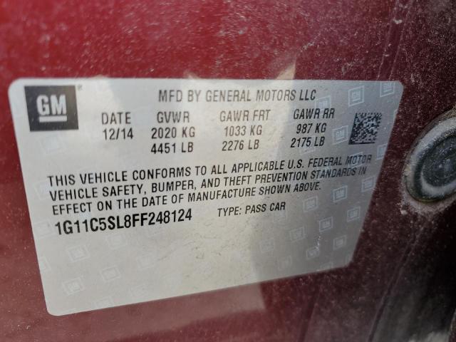 2015 CHEVROLET MALIBU 1LT 1G11C5SL8FF248124