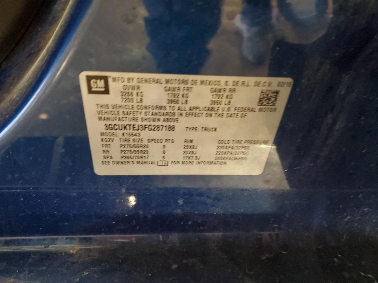 3GCUKTEJ3FG287188 2015 Chevrolet Silverado K1500 High Country