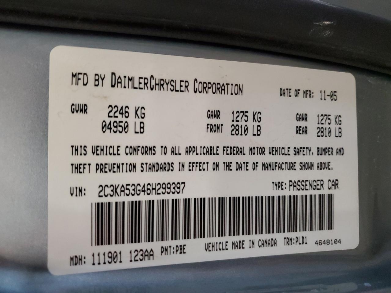 2C3KA53G46H299397 2006 Chrysler 300 Touring