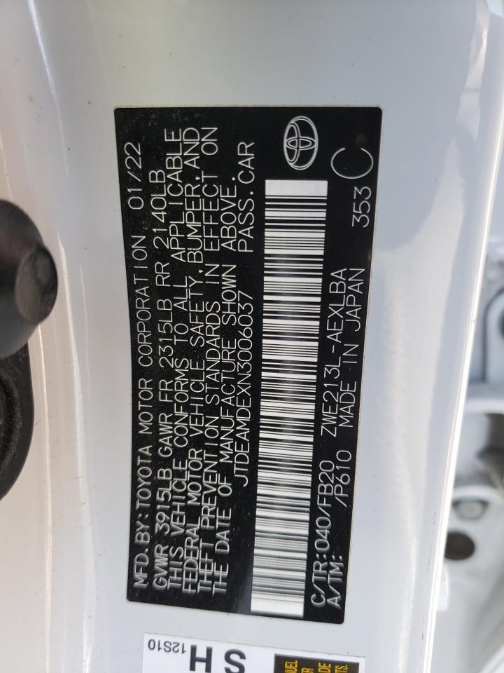 JTDEAMDEXN3006037 TOYOTA COROLLA 2022