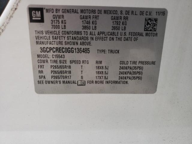 2016 CHEVROLET SILVRK1500 3GCPCREC0GG136485