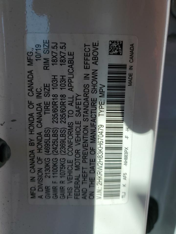 2HKRW2H83KH670479 HONDA CRV 2019