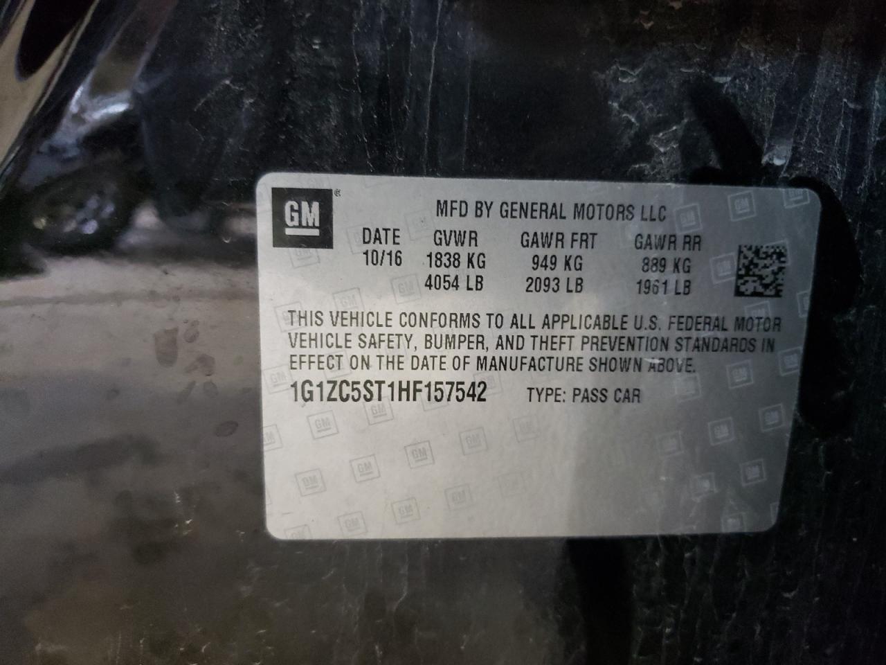 1G1ZC5ST1HF157542 CHEVROLET MALIBU 2017