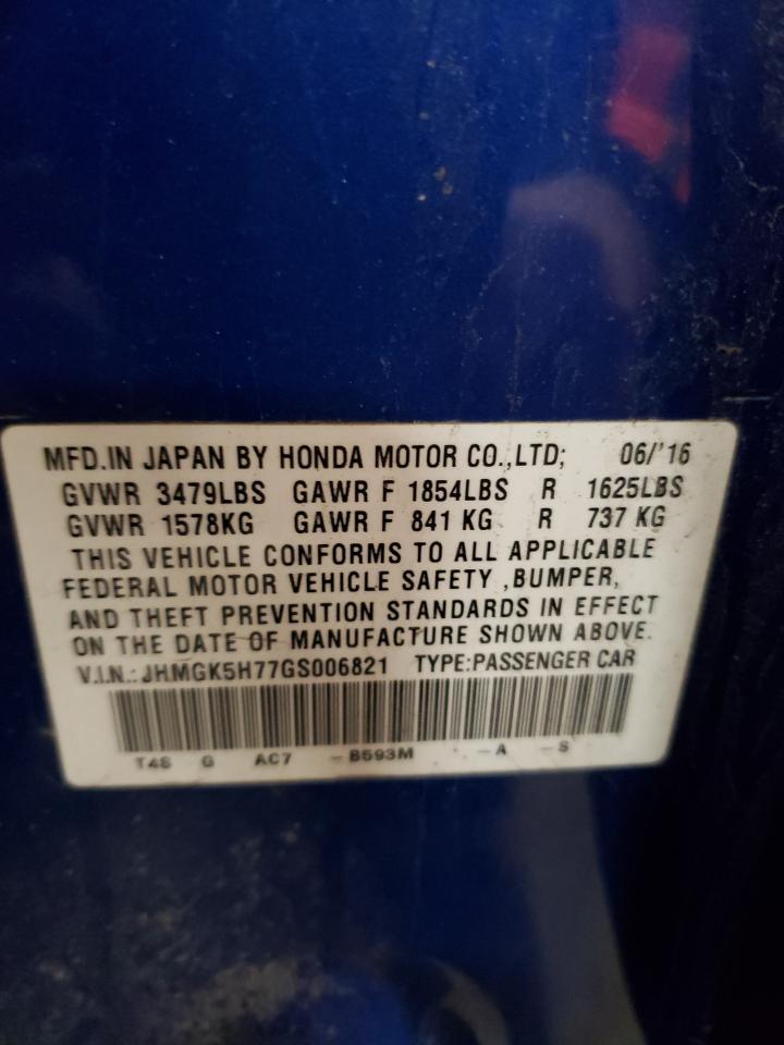 JHMGK5H77GS006821 HONDA FIT 2016