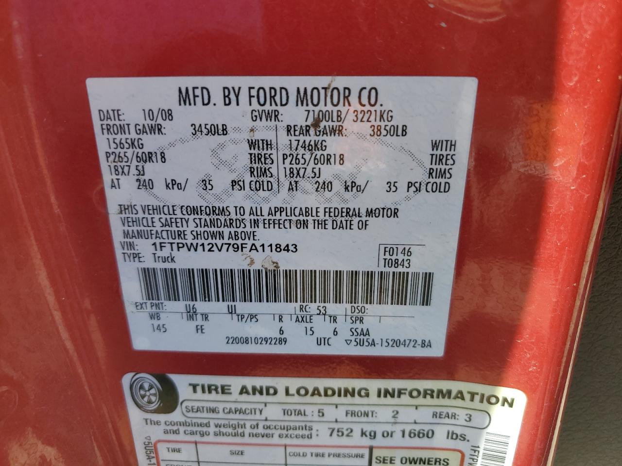 1FTPW12V79FA11843 2009 Ford F150 Supercrew