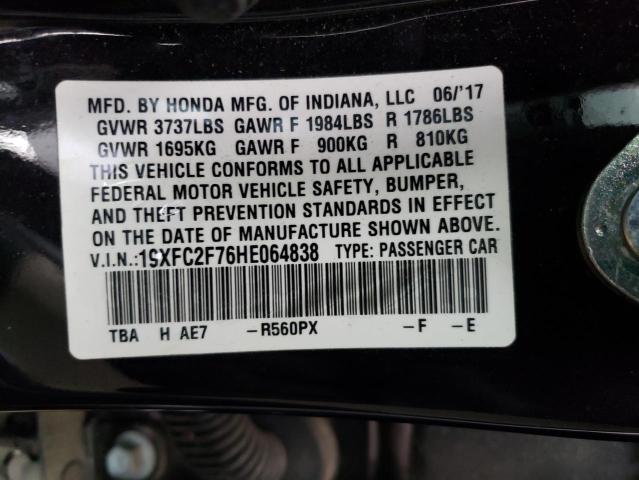 2017 HONDA CIVIC EX 19XFC2F76HE064838