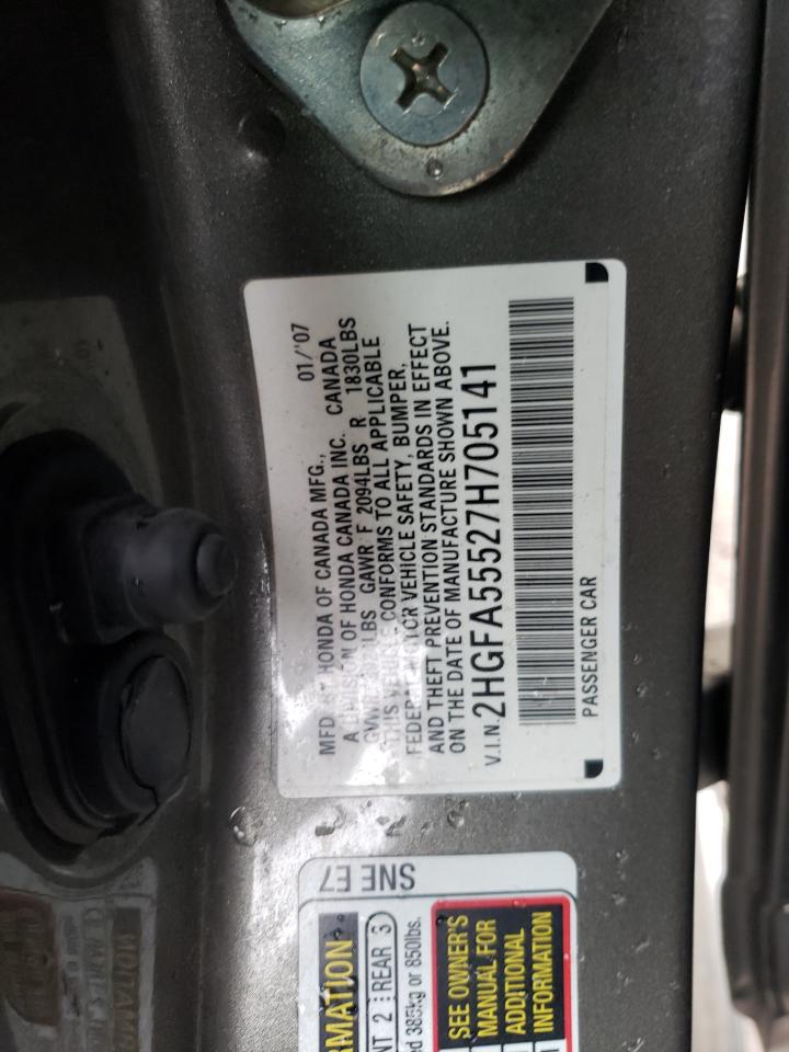 2HGFA55527H705141 2007 Honda Civic Si