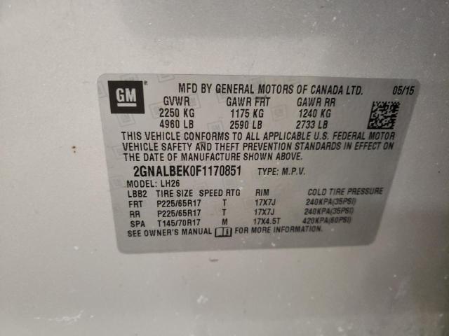 2015 CHEVROLET EQUINOX LT 2GNALBEK0F1170851