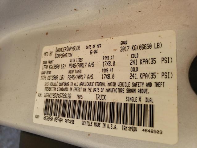 2004 Dodge Ram 1500 St VIN: 1D7HU18D24S789126 Lot: 42886864