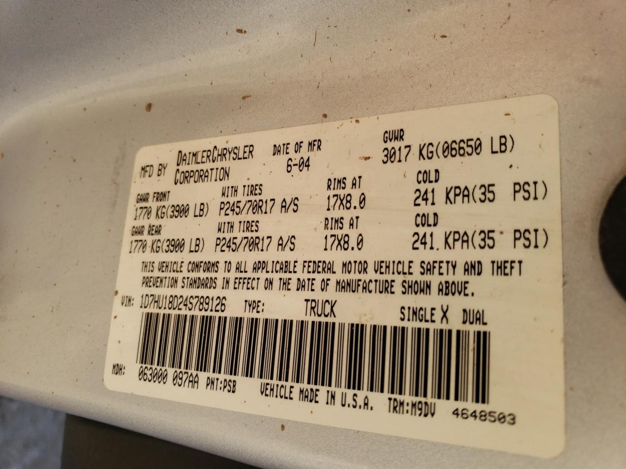 1D7HU18D24S789126 2004 Dodge Ram 1500 St