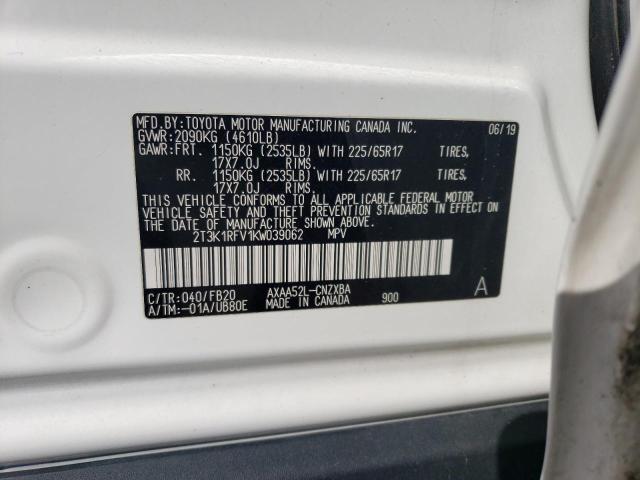 2019 TOYOTA RAV4 LE 2T3K1RFV1KW039062