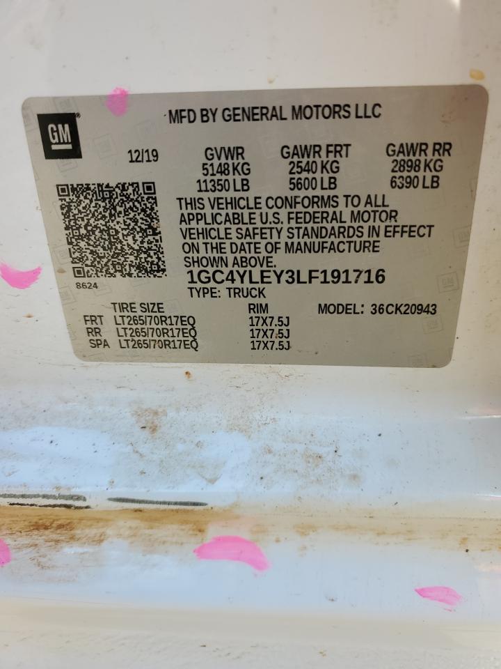 1GC4YLEY3LF191716 CHEVROLET ALL Models 2020