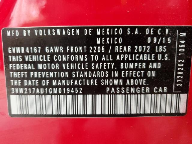 2016 VOLKSWAGEN GOLF S/SE - 3VW217AU1GM019452