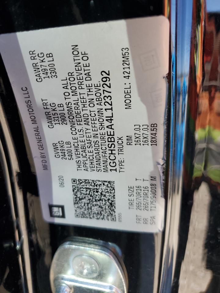 VIN: 1GCHSBEA4L1237292 2020 CHEVROLET COLORADO