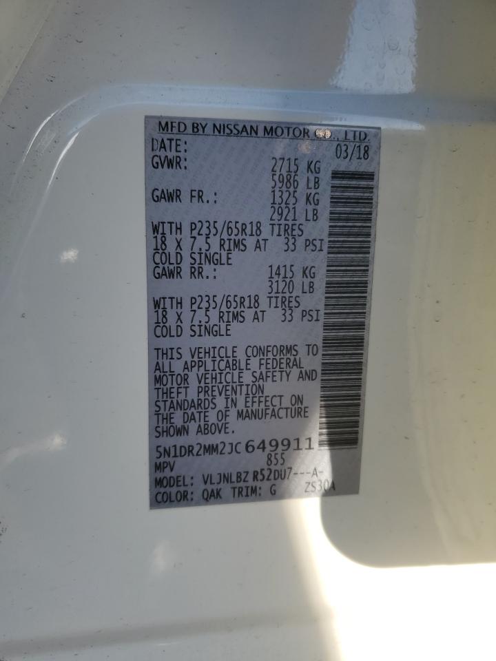 5N1DR2MM2JC649911 NISSAN PATHFINDER 2018
