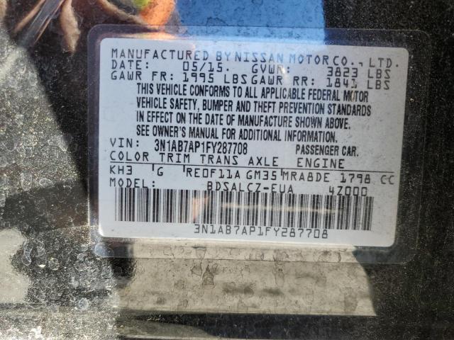 2015 NISSAN SENTRA S 3N1AB7AP1FY287708