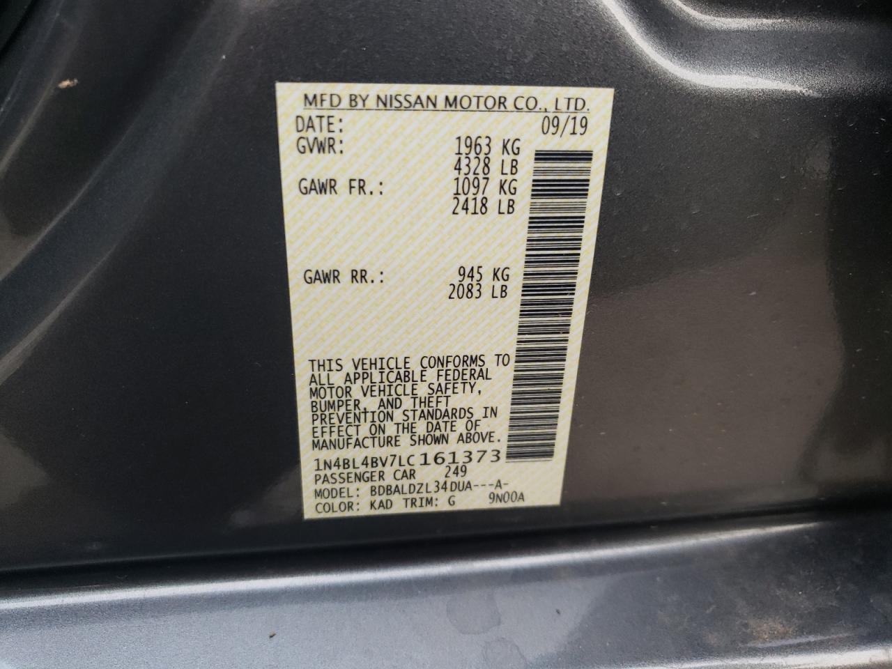 1N4BL4BV7LC161373 NISSAN ALTIMA 2020