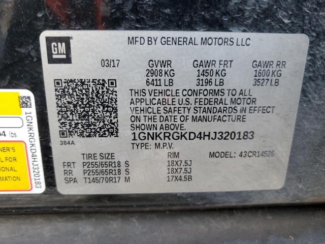 2017 CHEVROLET TRAVERSE L 1GNKRGKD4HJ320183